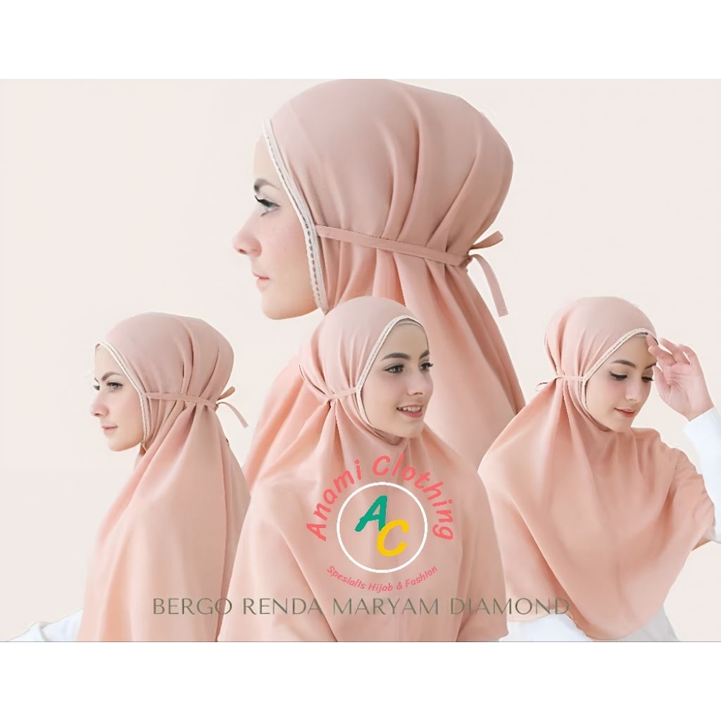 HIJAB BERGO MARYAM RENDA KCB LIPIT / BERGO MARYAM RENDA KCB / BERGO MARYAM RENDA LIPIT / JILBAB MARY