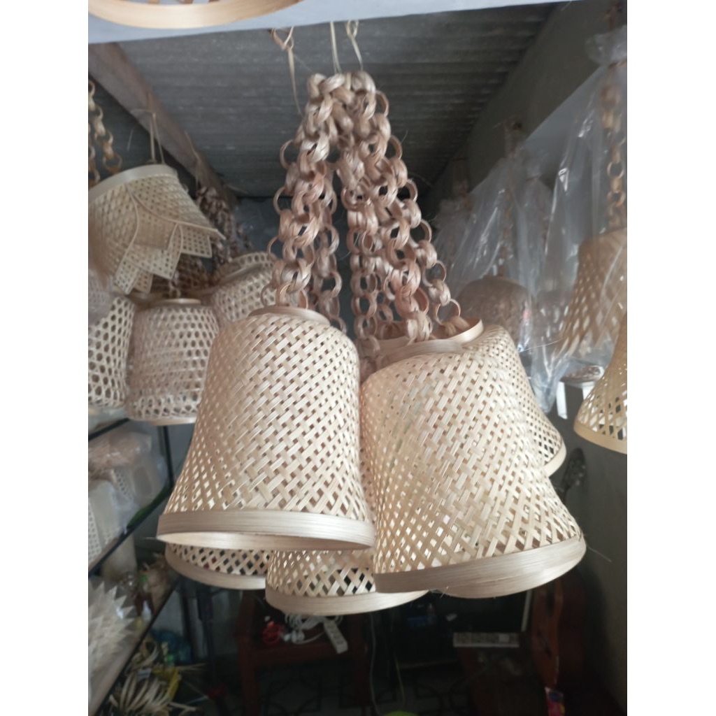 Kap Lampu Lonceng | Kap Lampu Gantung | Kap Lampu Estetik |  Kap Lampu Bambu | Kerajinan Bambu