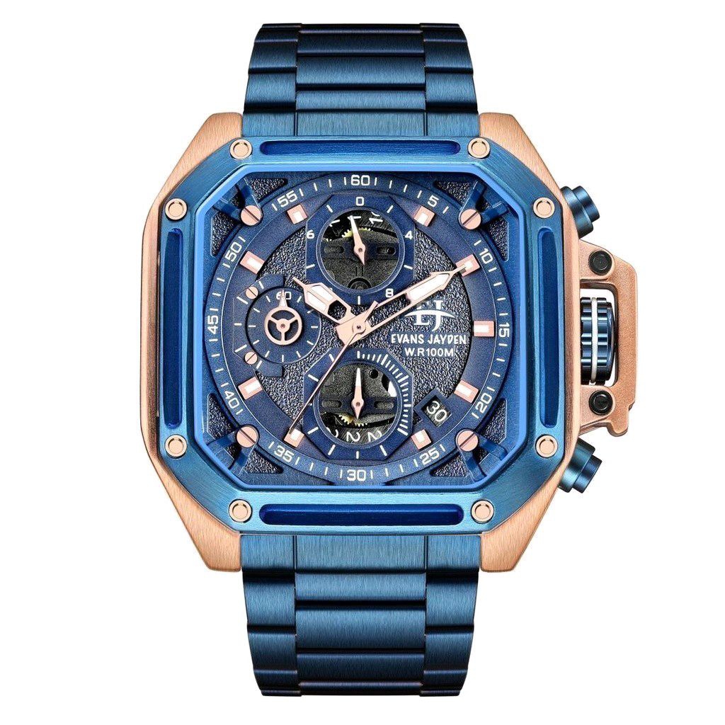 Jam Tangan Pria Evans Jayden 9558 Analog Cronograph Aktif Stainless Original Garansi 1 Tahun
