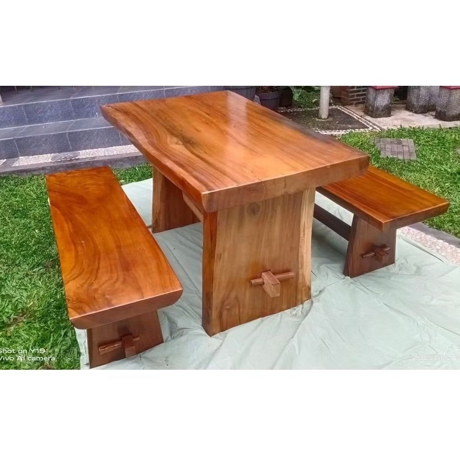 MEJA MAKAN KAYU UTUH MINIMALIS | KURSI MAKAN SUAR WOOD | SET  MAKAN KAYU TREMBESI MEJA UTUH TANPA SA