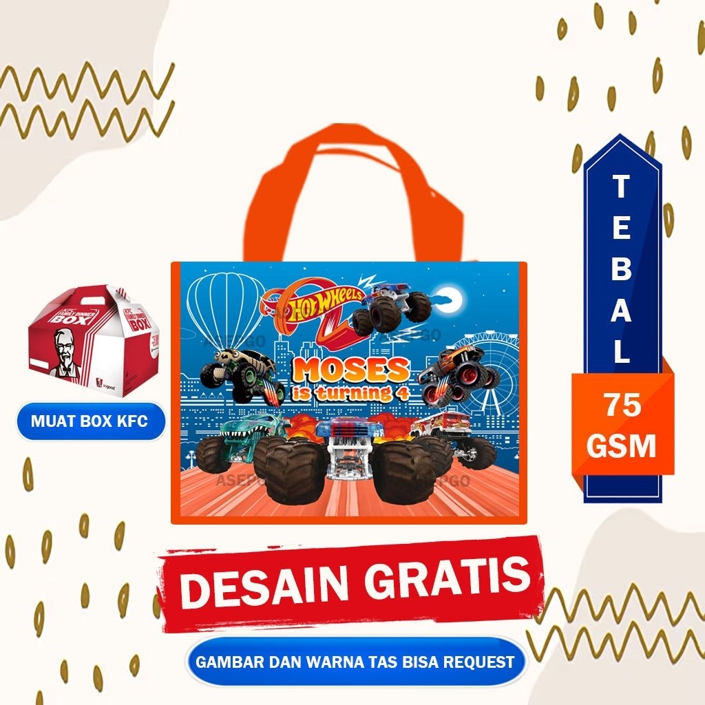 TAS ULTAH HOTWHEELS TAS ULTAH HOTWHEELS CUSTOM TAS ULANG TAHUN ANAK HOTWHEELS