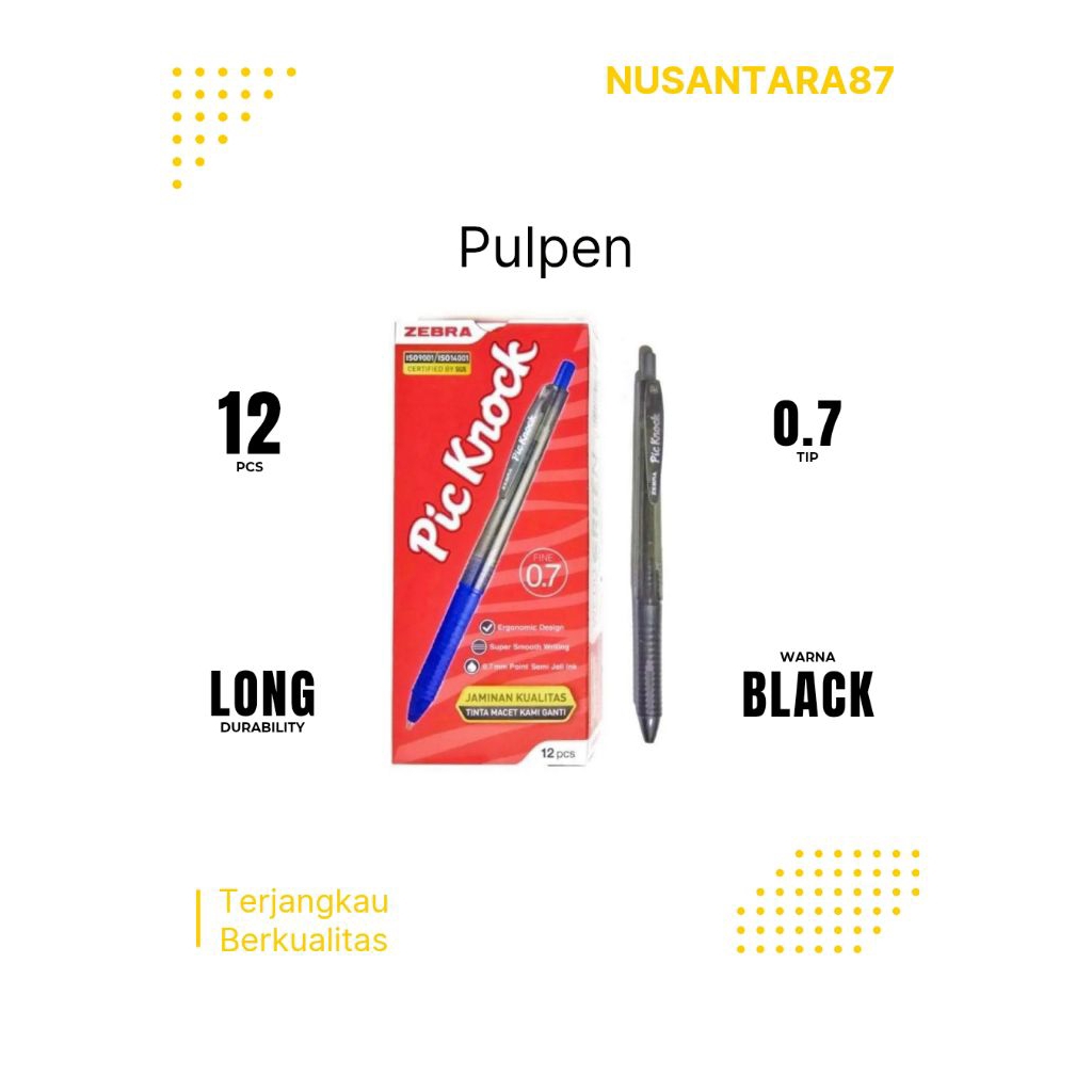 

Zebra Pic Knock 0.7 Pulpen Gel Hitam