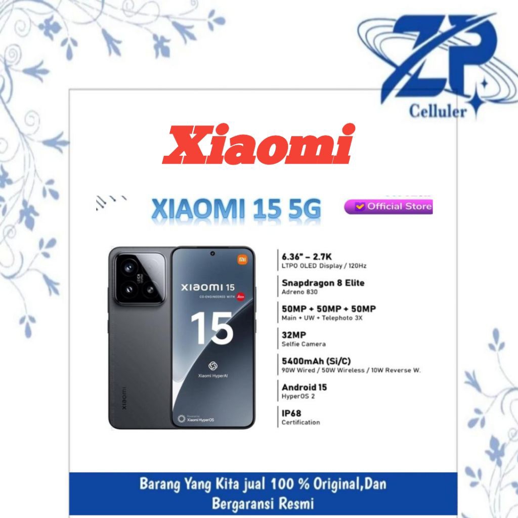 XIOMI MI 15 5G RAM 12/ROM 512 GB GARANSI RESMI XIOMI