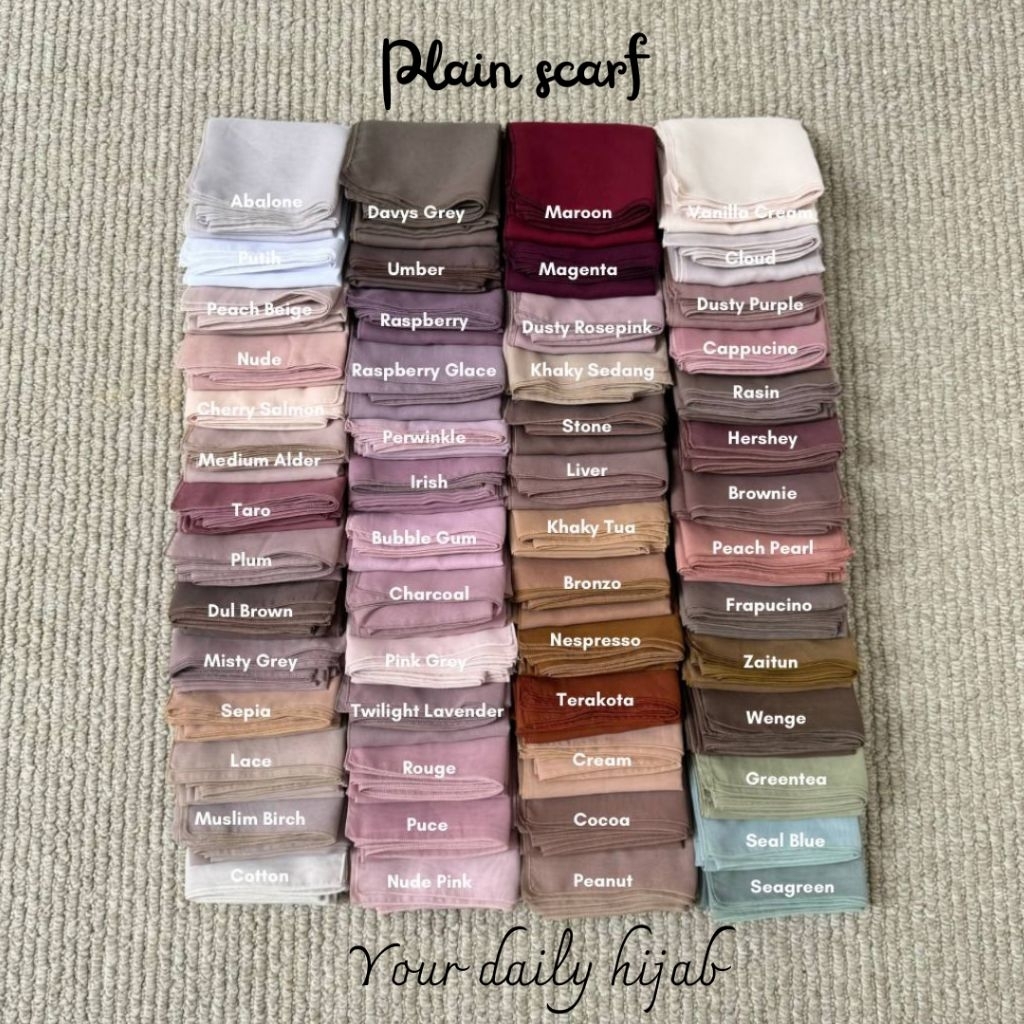 AILA HIJAB-PLAIN SCARF PART 2 (hijab segiempat malay pollycotton premium jahit tepi lembut dan nyama