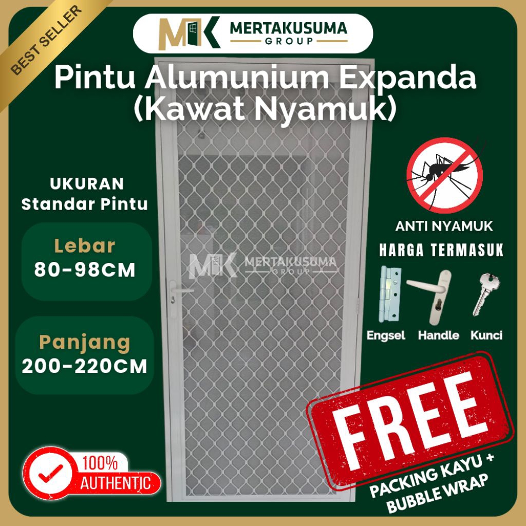 Pintu Expanda Kasa Nyamuk Alumunium / Pintu Alumunium Kawat Nyamuk
