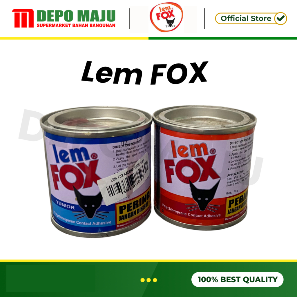 

LEM FOX KUN ING-LEM FOX BIRU KELEM FOX PUTIH KENTAL PVAC BIRU-ORANGE KEMASAN 350gr, 400gr, 600gr dan 700gr