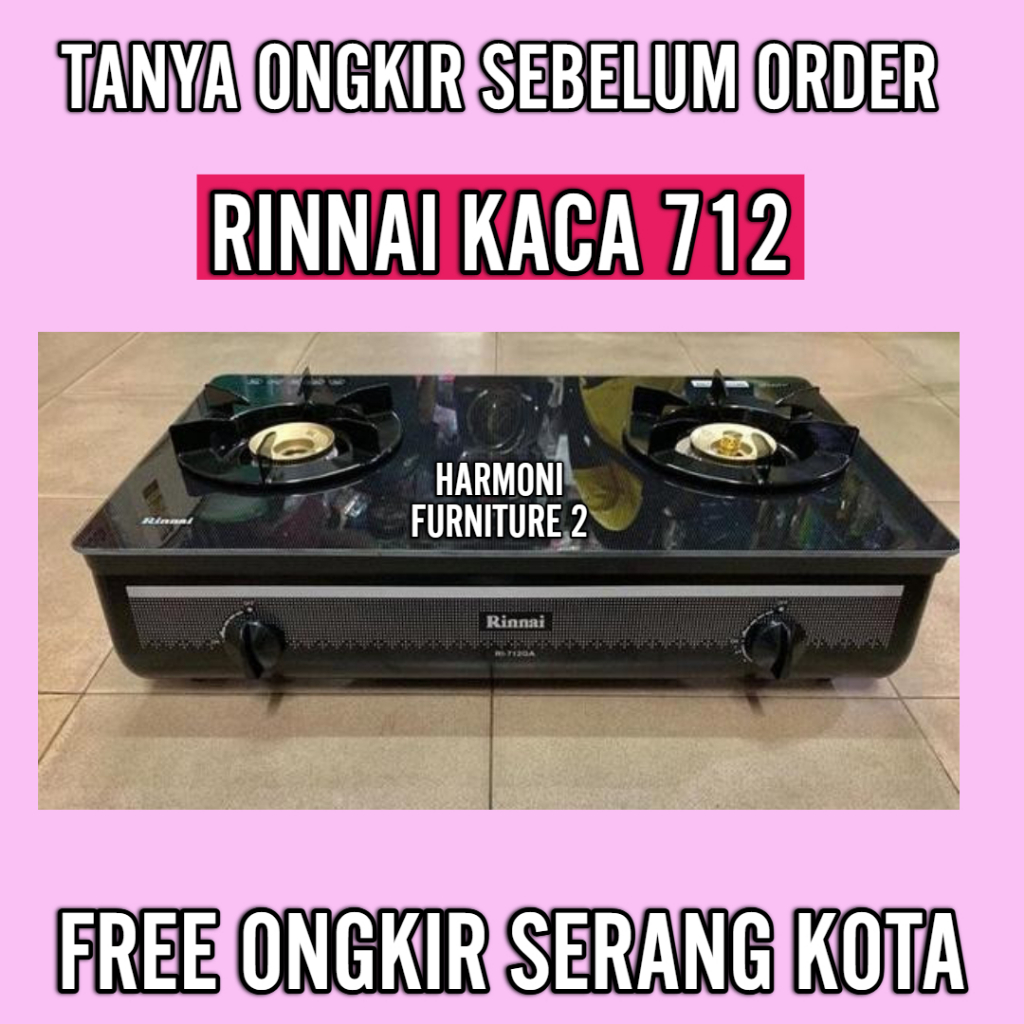 KOMPOR RINNAI 2 TUNGKU KACA 712 GA BLACK