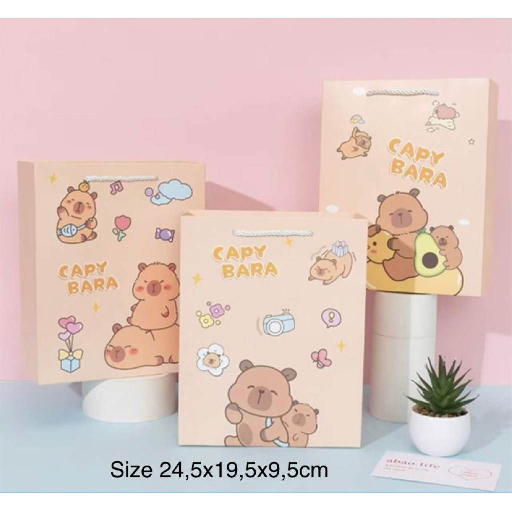 

Paperbag Premium Karakter Kartun Capybara Lucu ukr M & L | Paper bag Kado
