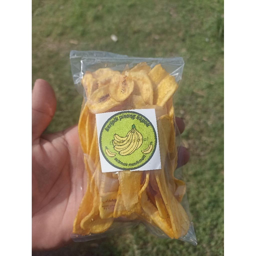 

keripik pisang kepok ORIGINAL kemasan plastik 10x17 mm berat rata" 40gr