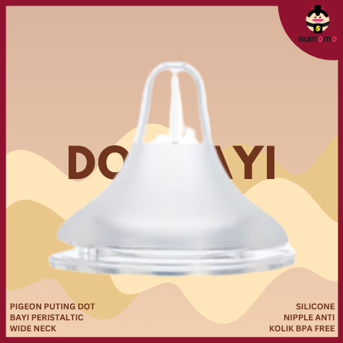 PIGEON Puting Dot Bayi Peristaltic Wide Neck Silicone Nipple Anti Kolik BPA Free - BB007