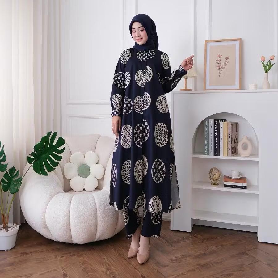 Tunik Mongol Busui One Set Setelan Long Tunik Arab Mongol Asli Tunik Muslim Jumbo Premium Murah Terb