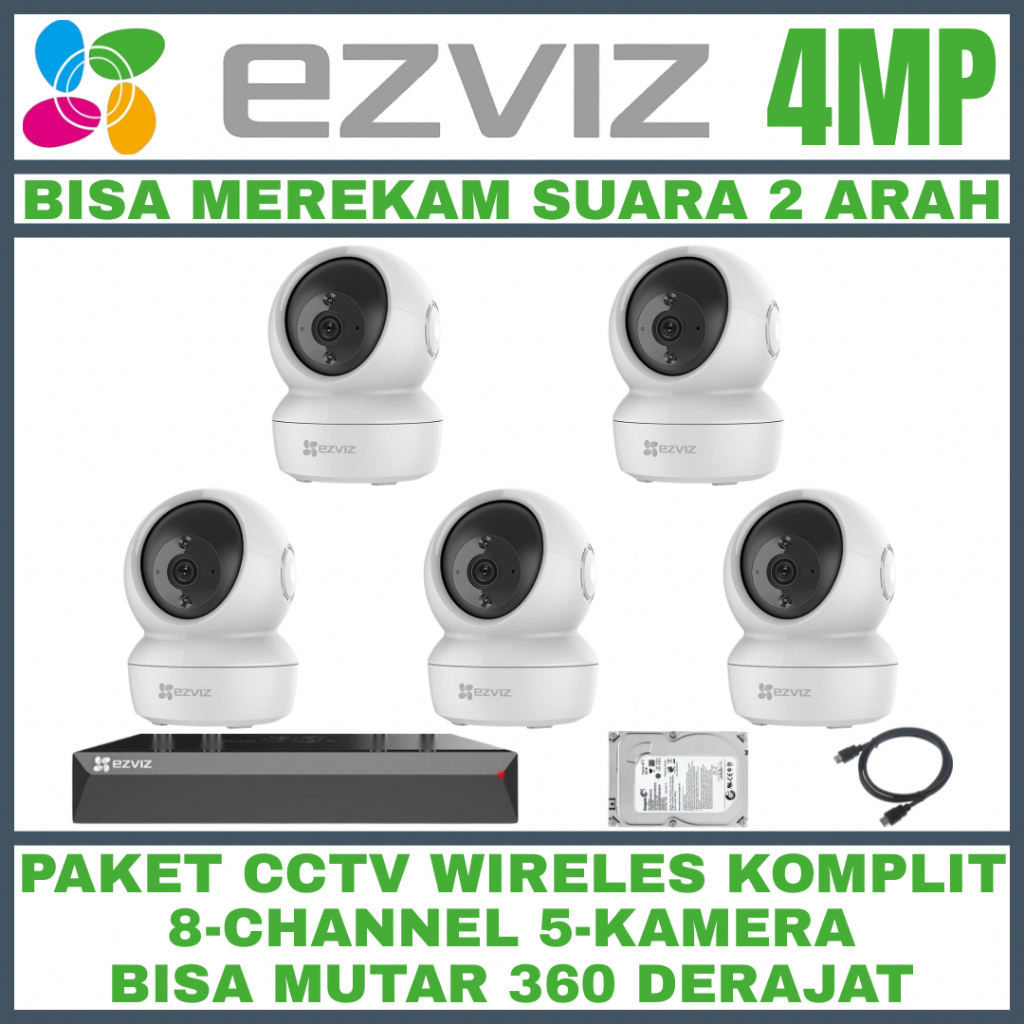 Paket CCTV EZVIZ 4MP 8 Channel 5 Kamera Wireless