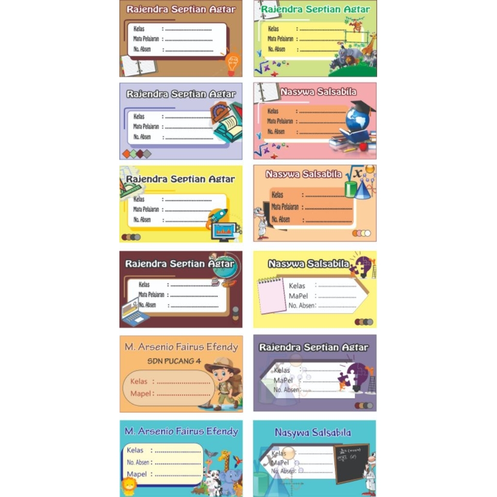 sticker nama buku sekolah sticker nama buku sticker nama buku mapel aesthetic sticker nama buku mape