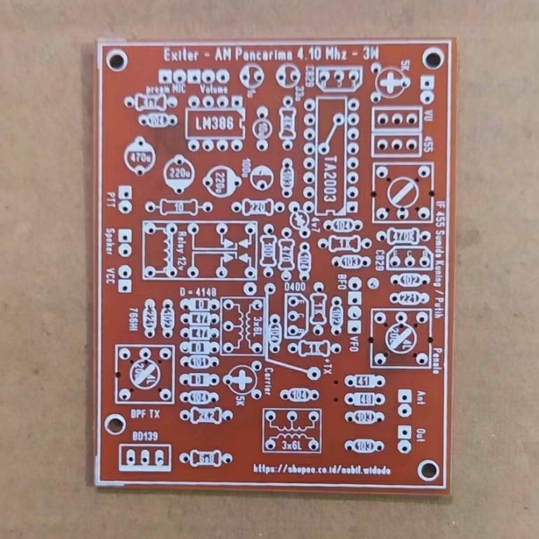 PCB Exciter AM 4.1 Mhz 3W, radio transceiver pancarima exciter HF bukan SSB