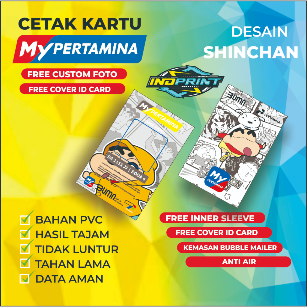 

Cetak Kartu My Pertamina Bahan PVC Premium, Barcode Pertamina Desain Shinchan