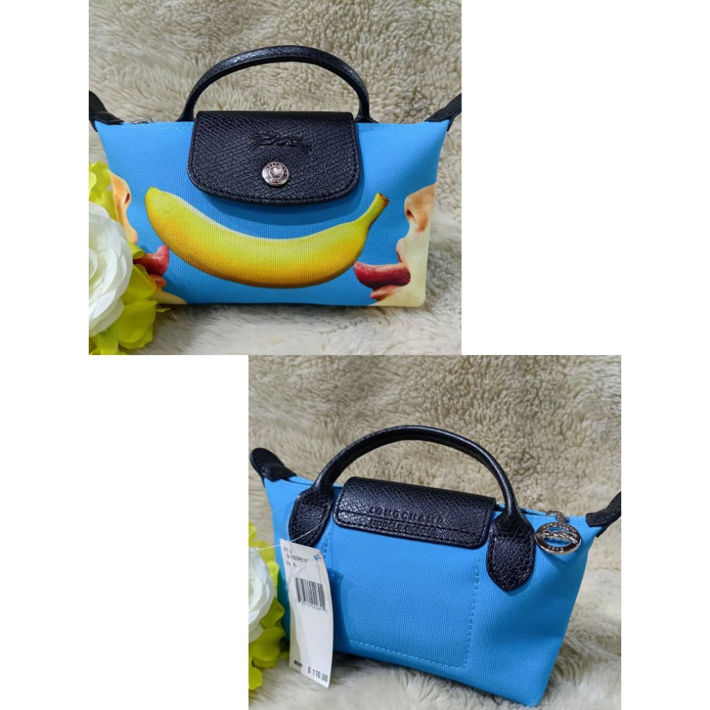 LC Banana Mini Handbag Canvas Leather Blue