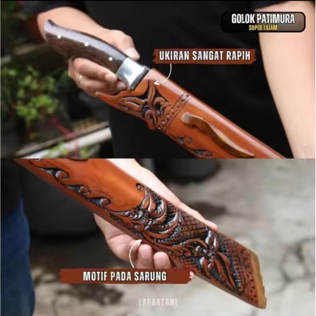 Golok Baja sepuh Premium Sarung Kayu Original >Golok Multifungsi