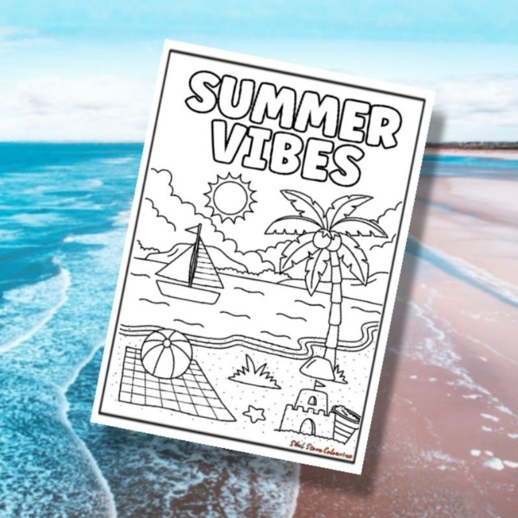 

Kertas Mewarnai Anak Tema Summer Vibes (10 Lembar Gambar Berbeda Sesuai Tema) / Kertas Gambar Tebal