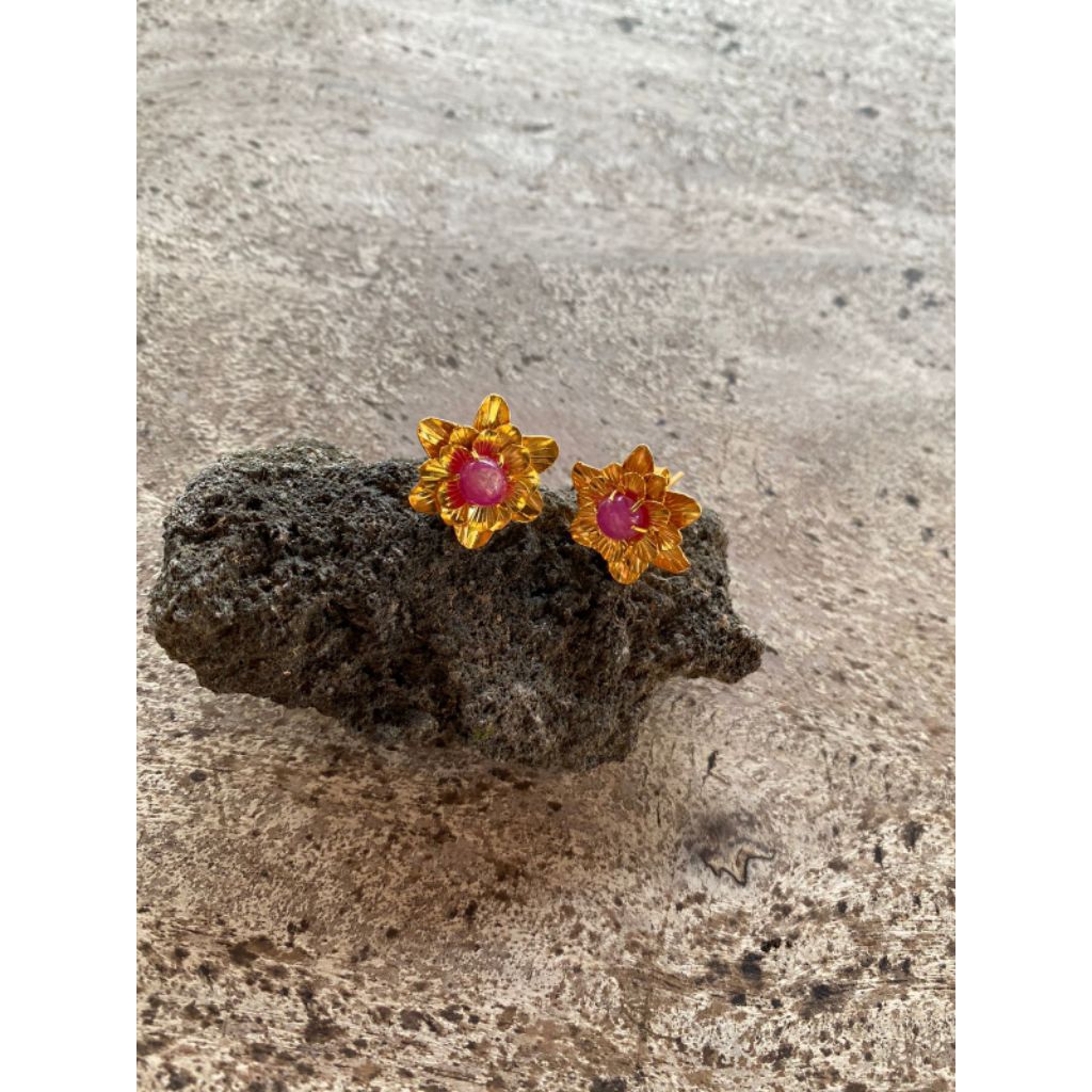 giwang rubi perak 925 lapis emas