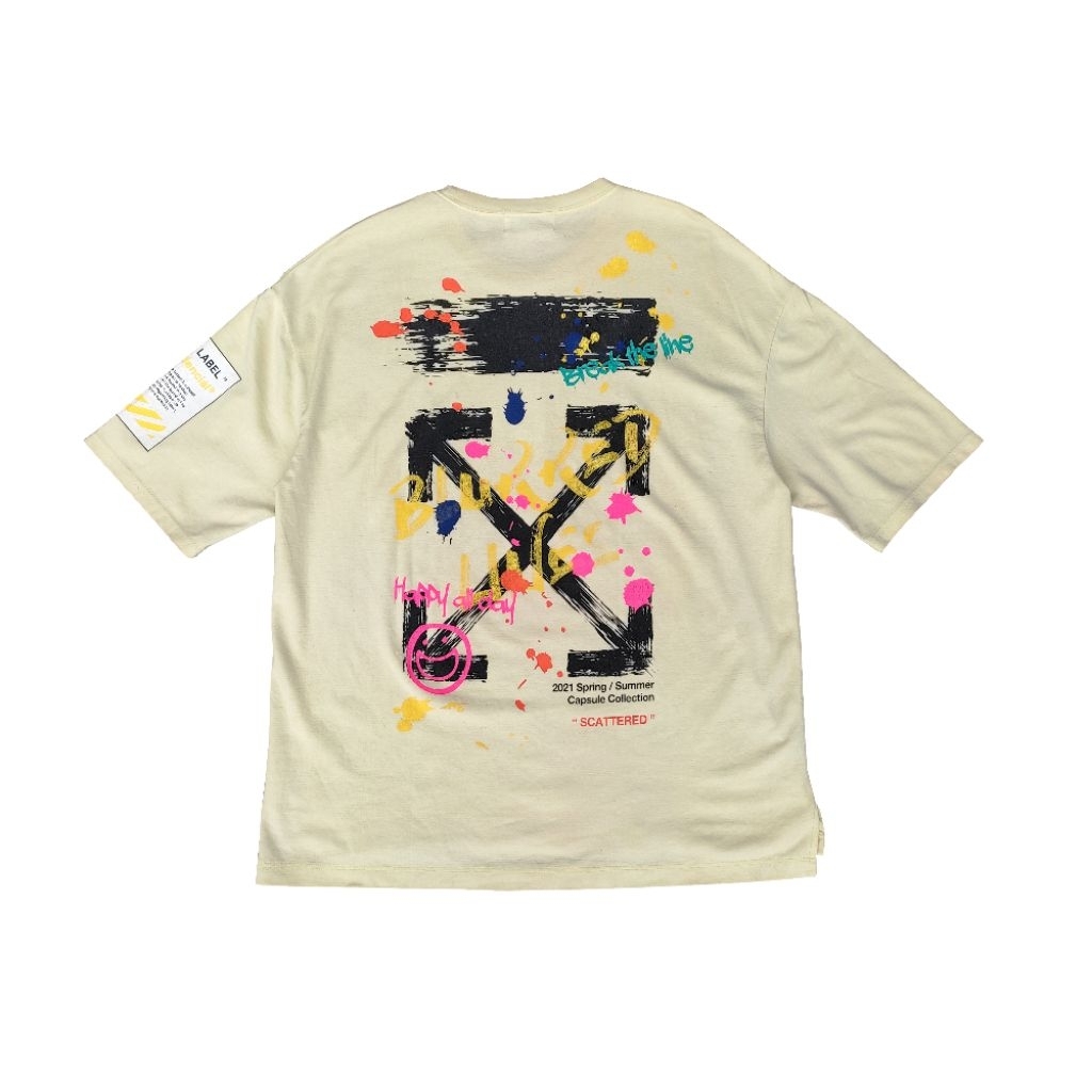 T-SHIRT OFF WHITE ART RAINBOW BIG LOGO FASHION SECOND