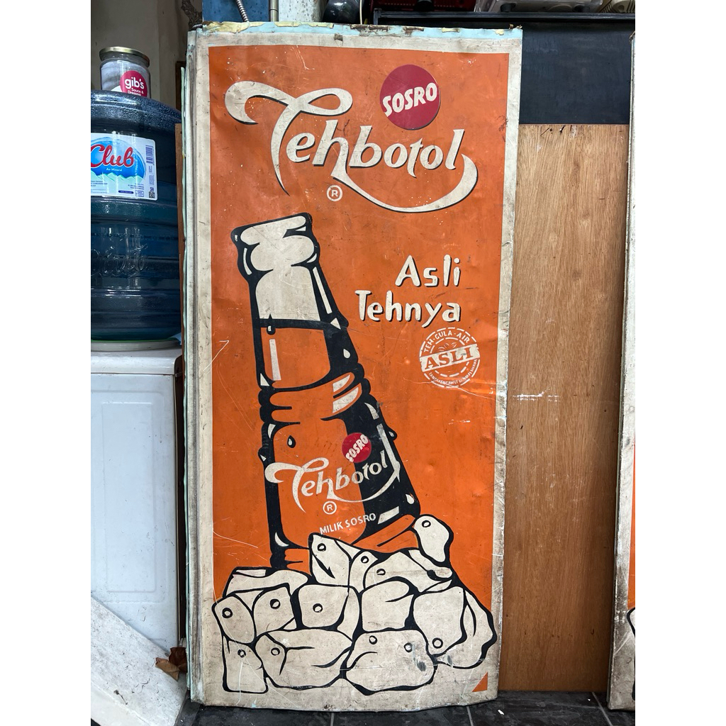 

Tinsign Jadul Lawasan Iklan Teh Botol Sosro Fruit Tea Bahan Seng Enamel Satu Sisi