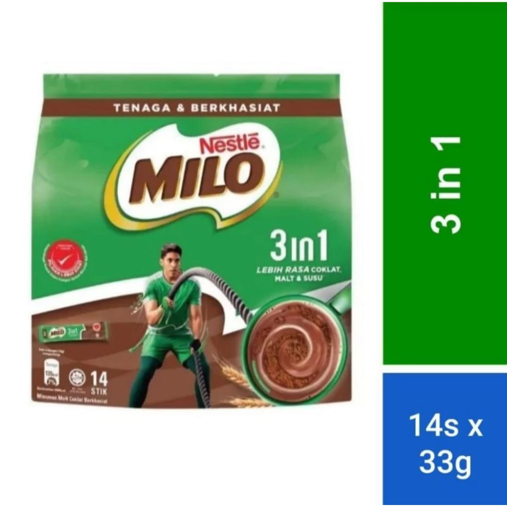 

NESTLE MILO 3in1 Activ-Go Bubuk Malt Coklat 14 sachet |16sachet