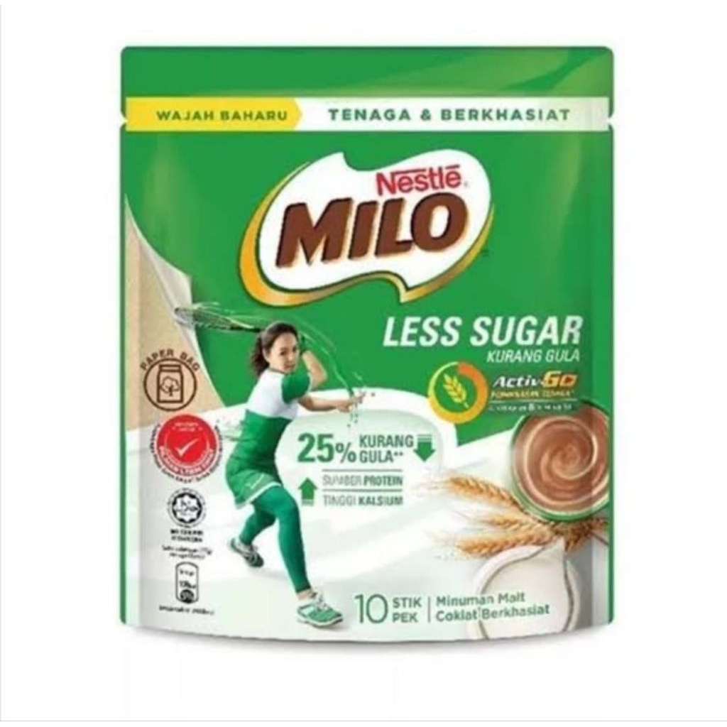 

MILO Activ-Go Less Sugar Bubuk Malt Coklat Malaysia (10 sachet)