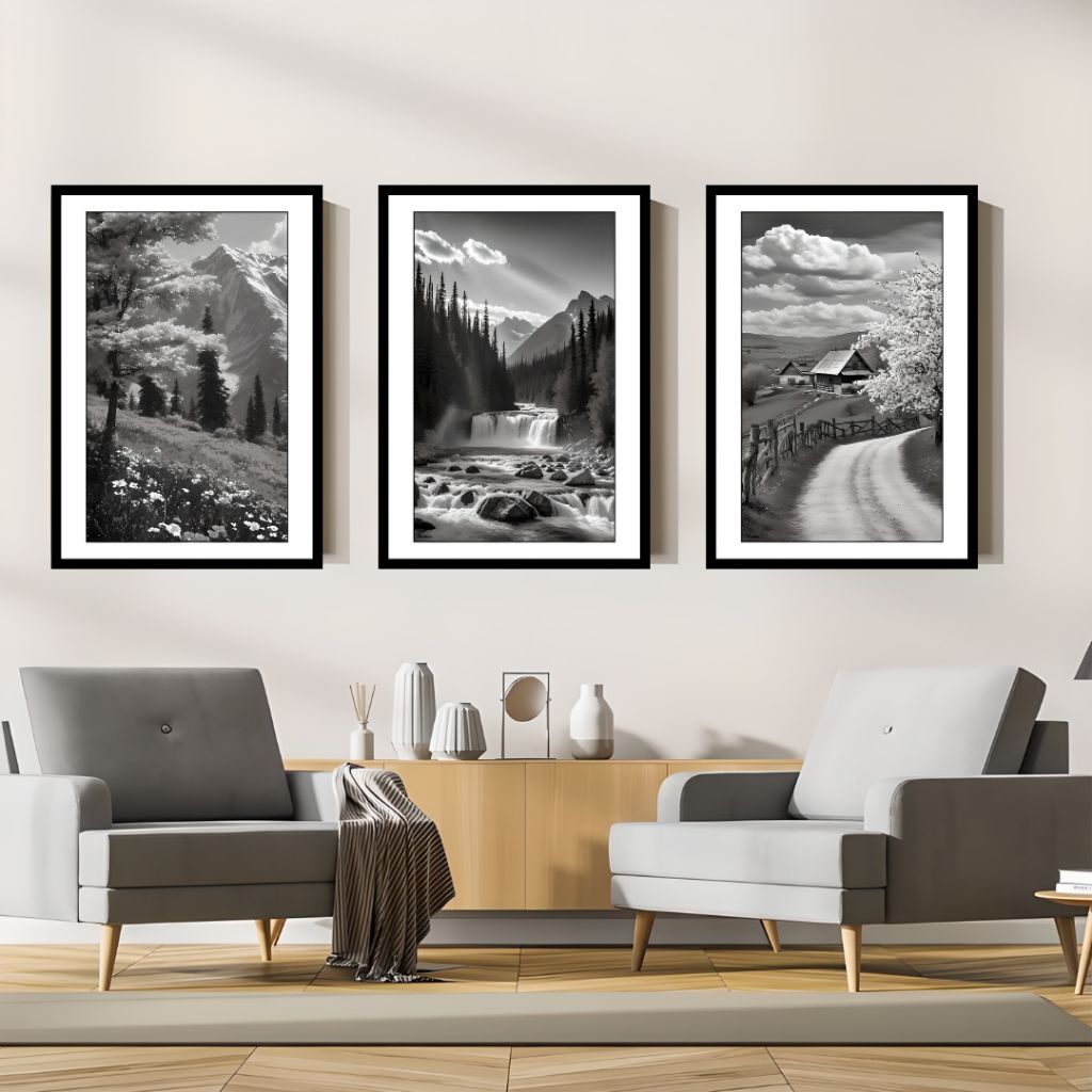 HIASAN DINDING AESTHETIC HITAM PUTIH DEKORASI RUANGAN KAMAR RUMAH TEMA HITAM PUTIH WALLDECOR B&W AES