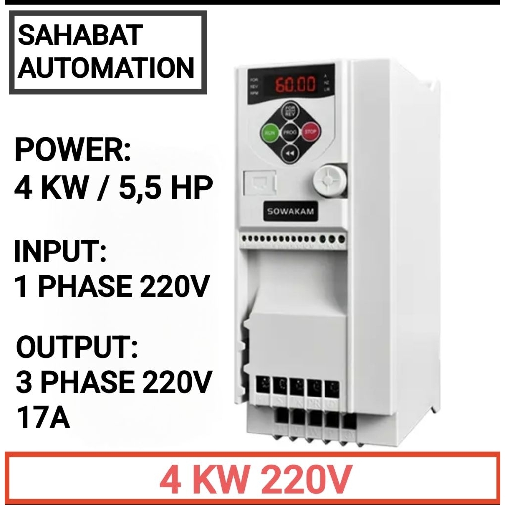 Inverter 4 kw 4kw 220V Input 1Phase 220V - Output 3Phase 220V Inverter Motor 5,5HP 5,5 HP 220V Input