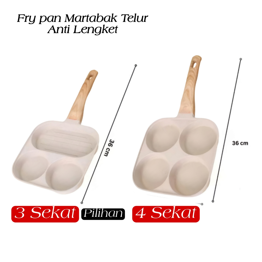 Wajan Cetaka Telur Goreng 3 sekat 4 Lubang Anti Lengket Penggorengan Telur Bulat