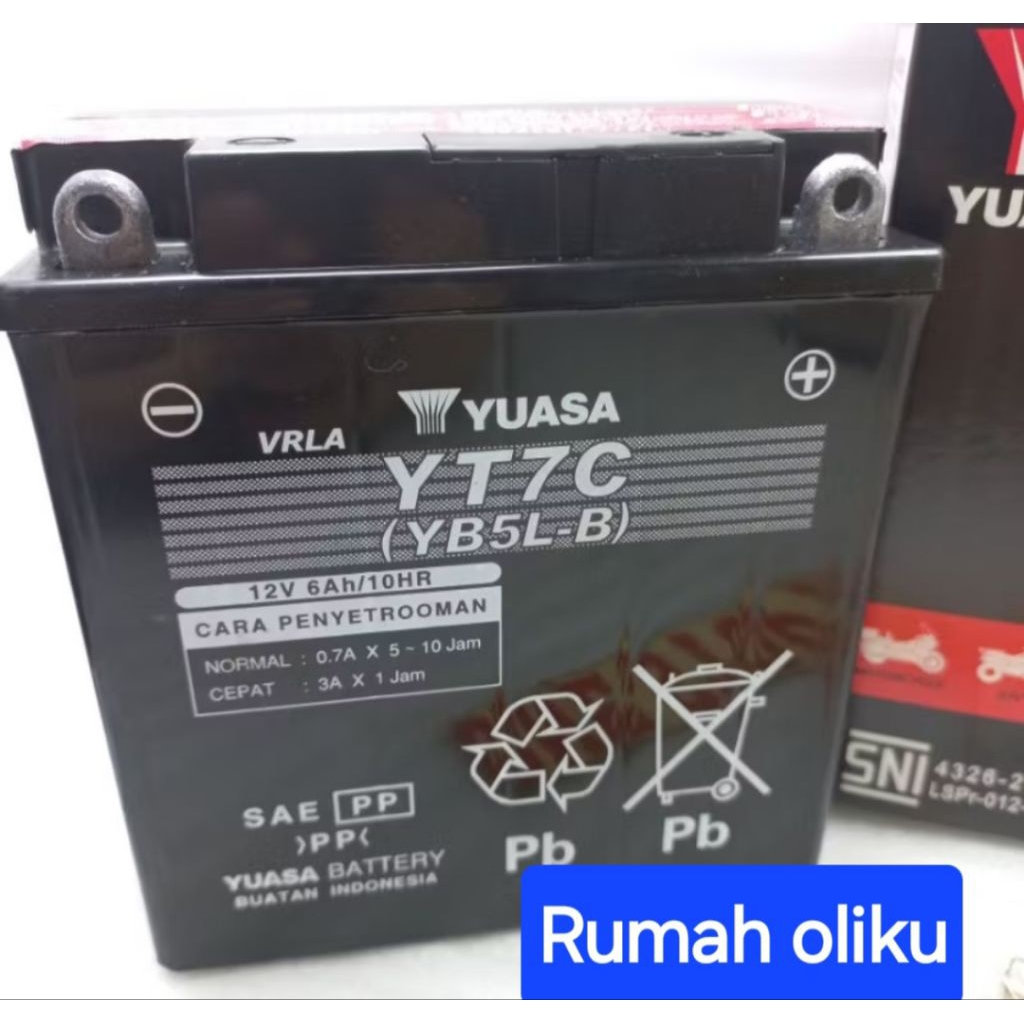 Aki Yuasa YT7C kering MF untuk motor Grand kering, Supra x 100, Jupiter Z, Vega lama, Vega zr lama, 