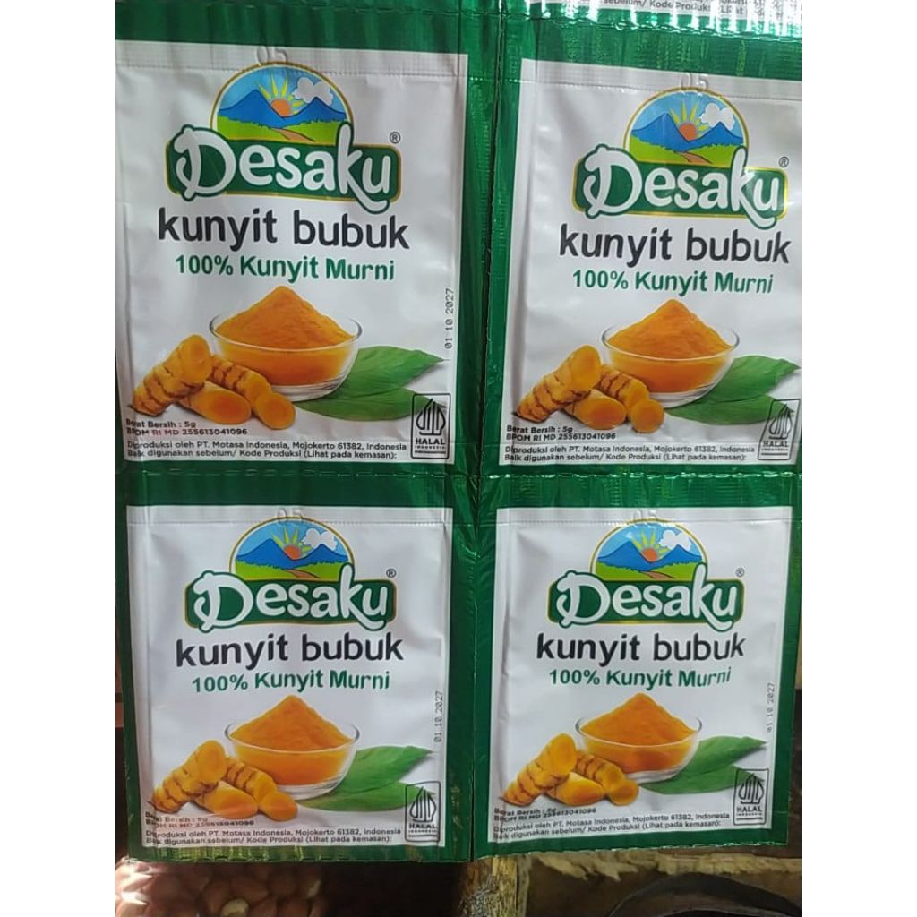 

Desaku kunyit bubuk 5g 1renceng isi 12pcs