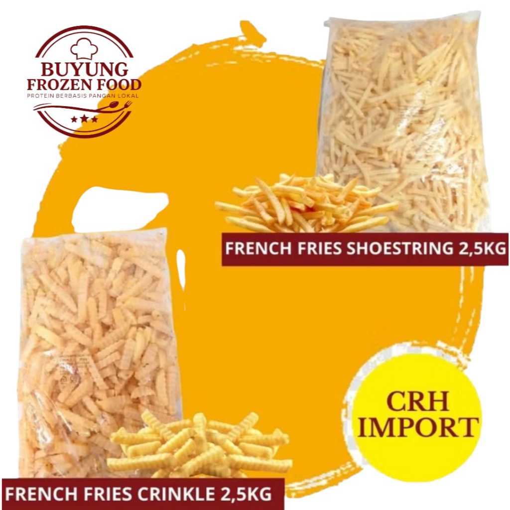 

Kentang Crh Import Crinkle/Shoestring (250gr, 500gr, 1Kg)