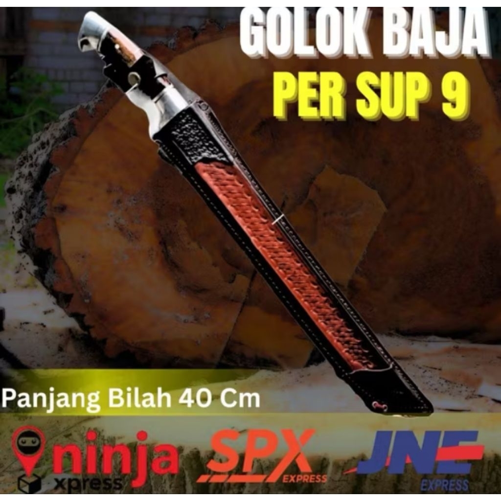 Golok Bungkus Kulit Premium Bahan Baja Sepuh