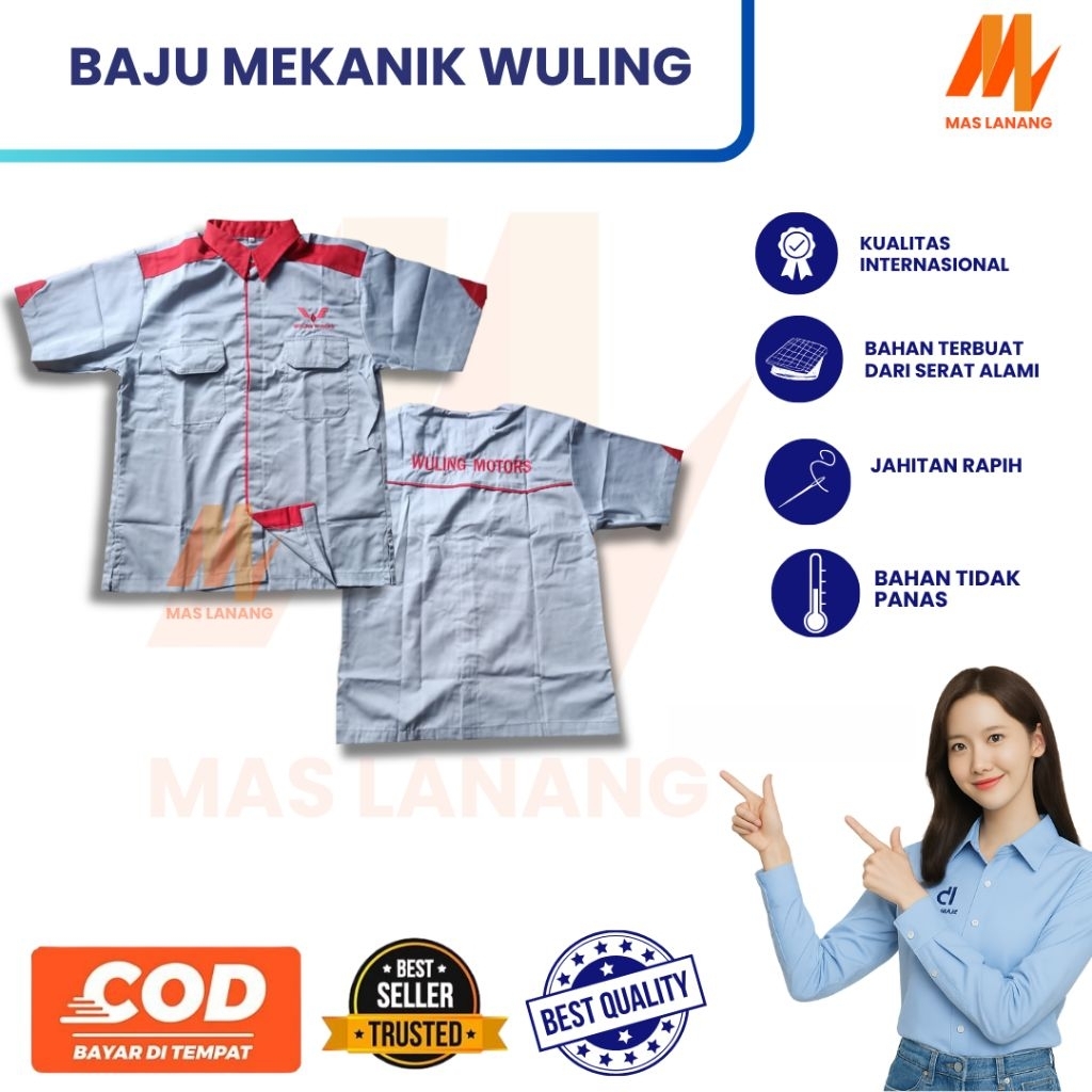 Baju Wuling Mobil | Baju Mekanik Wuling | Baju Abu Wuling | Kemeja Abu Wuling | Baju Mekanik Wuling