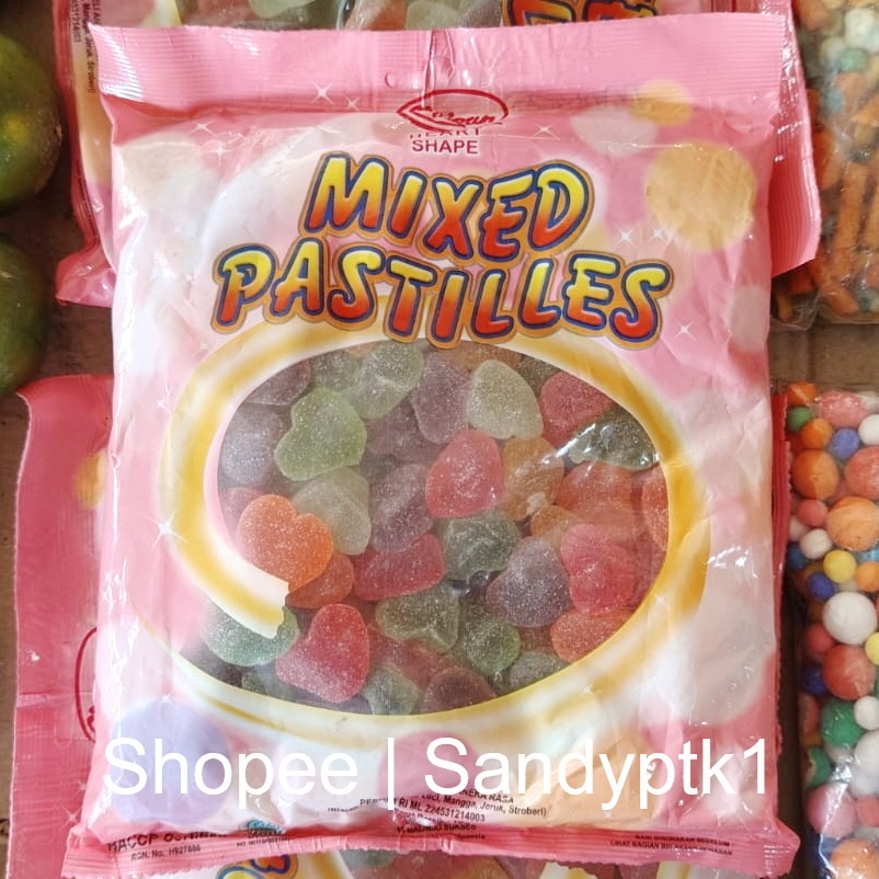 

Permen Manisan Jeli Mixed Pastilles Heart Shape Lunak Gula Aneka Rasa Buah Strawberry Stroberi Leci Jeruk Mangga Lemon Fruit Jelly Assorted Soft Candy
