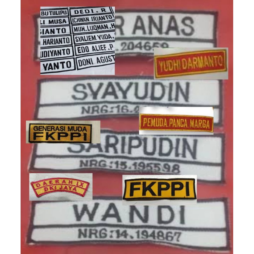 nama2 bordir pdh/pdl satpam,fkppi,ppm,lokasi