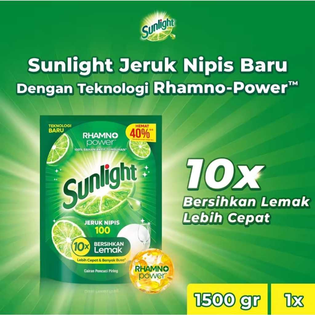 [TERMURAH] SUNLIGHT SABUN CUCI PIRING JERUK NIPIS REFILL 1500 ML