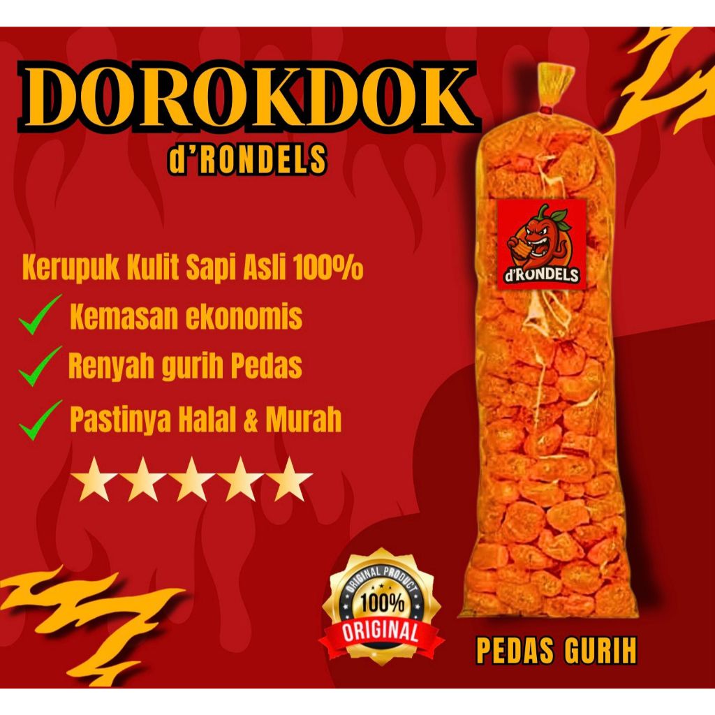 

Kerupuk Kulit Sapi Rambak Dorokdok Pedas Gurih Daun Jeruk 1 Bal 200gr