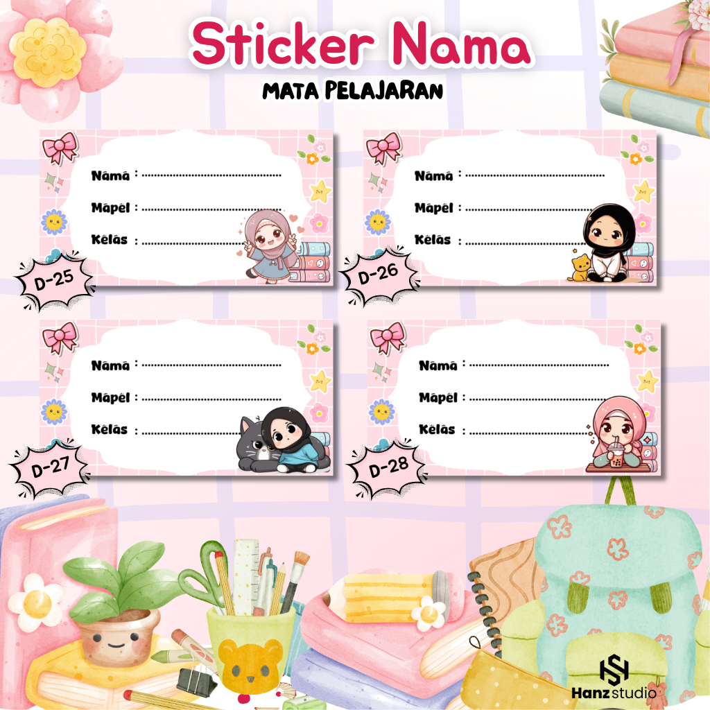 

(Isi 44 pcs )CETAK Sticker Label Buku Mata Pelajaran / Label Buku Desain Menarik / Sticker Nama Mata Pelajaran Custom Nama