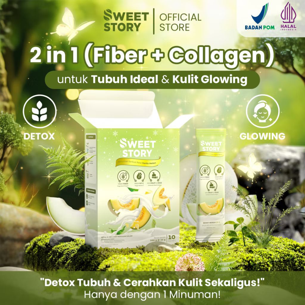 

Sweet Story Fiber Detox Plus Collagen (1 Sachet) Minuman Penurun Berat Badan & Pencerah Kulit Glowing