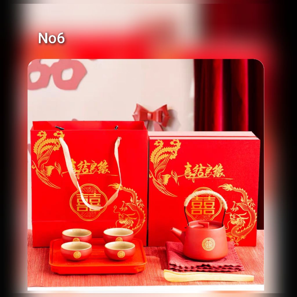 Dassom Teko set premium/Teko shuang xi keramik  UNtuk wedding phang tea