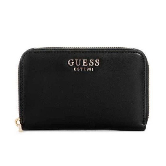 GUESS DOMPET HITAM POLOS LAUREL SLG MEDIUM ZIP AROUND - DOMPET GUESS ORIGINAL WANITA