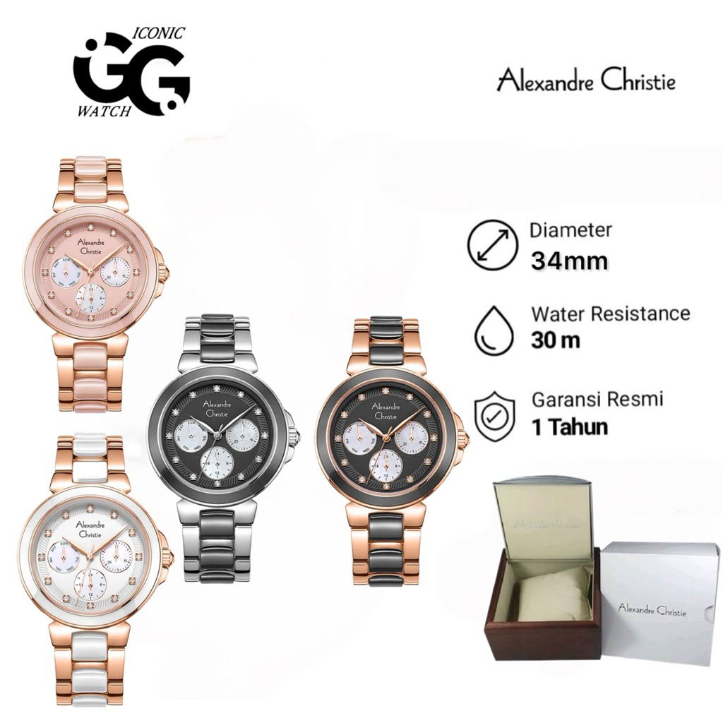 Jam tangan wanita Alexandre Christie AC 2B02 BF Original