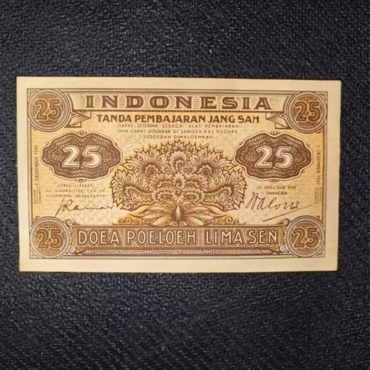 Uang Kuno Indonesia 25 Sen Federal Tahun 1947 | UNC | Gress