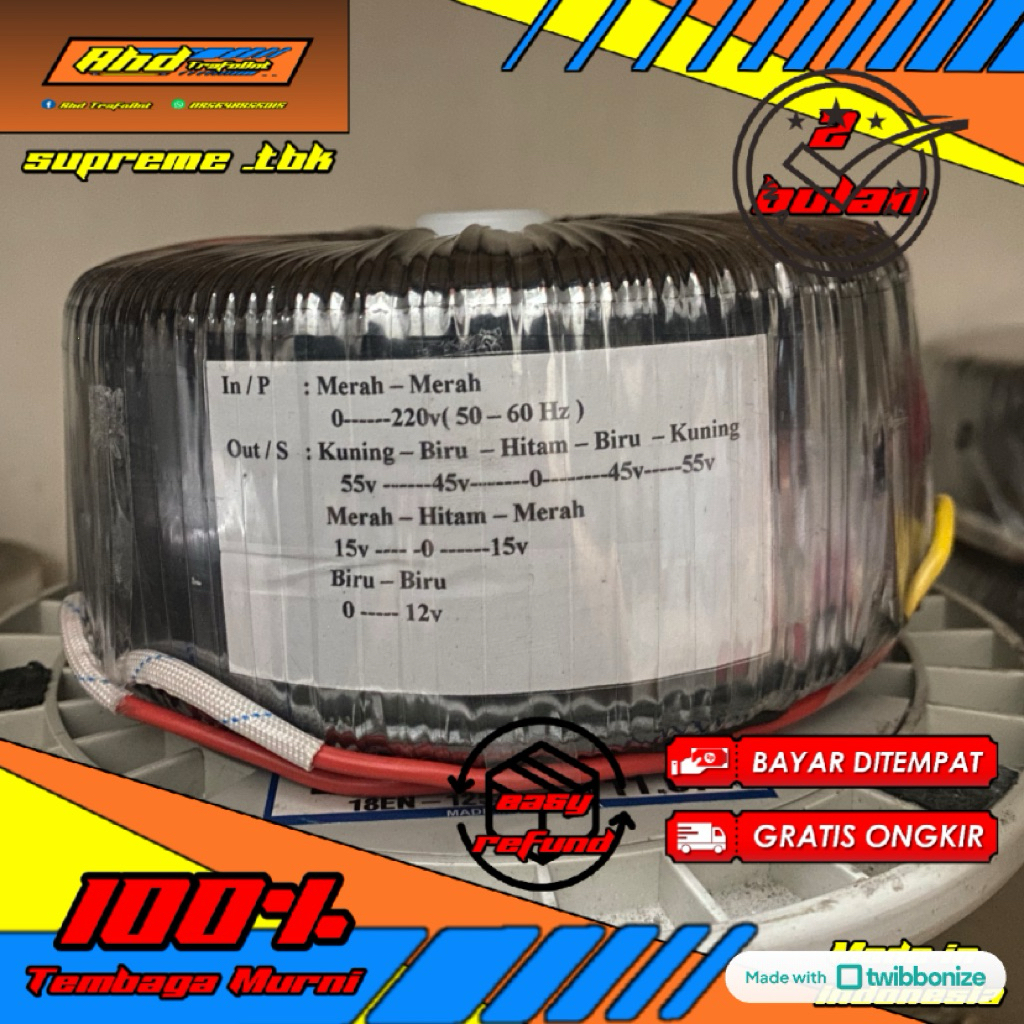 trafo donat 10A ct55 tembaga murni full supreme