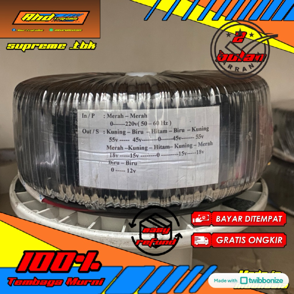 trafo donat 20A ct55 tembaga murni full supreme