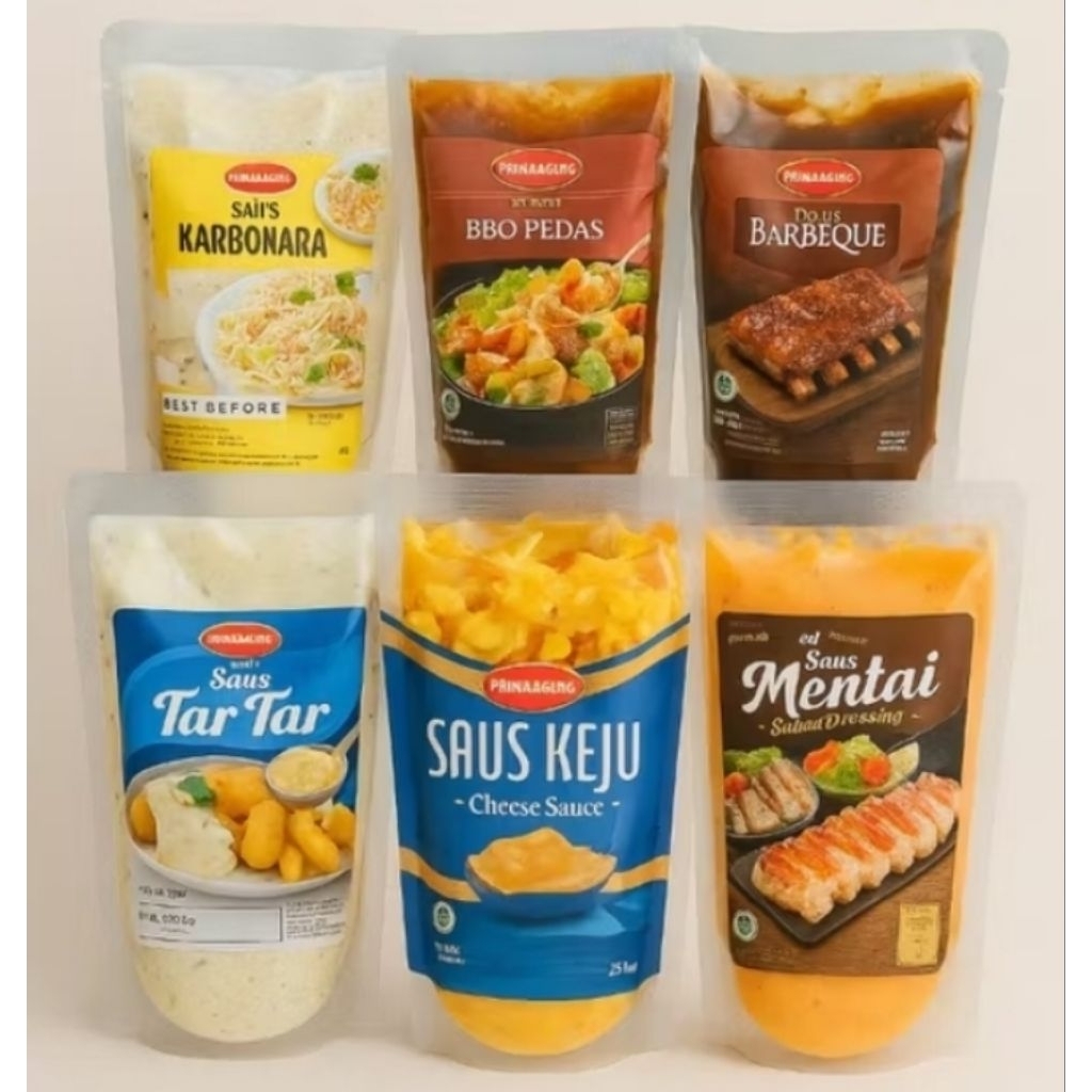 

Prima Agung Saus Mentai/Prima Agung Saus Keju/Prima Agung Saus Karbonara/Prima Agung Saus Tar Tar/ Prima Agung Black Pepper Sauce, Saus Lada Hitam
