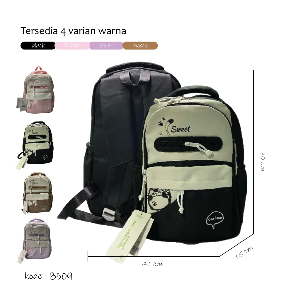 Ransel Bag  8509# Bisa C.O.D Tas Sekolah Anak TK,SD,SMP,SMA Premium tema sweet