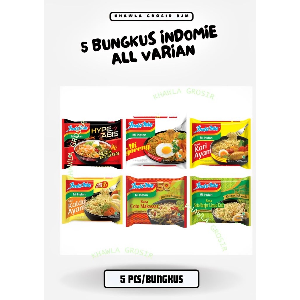 

5 Bungkus | Mie Instan - Indomie Goreng - Mie Indomie - Indomie Coto Makassar - Indomie Ayam Bawang